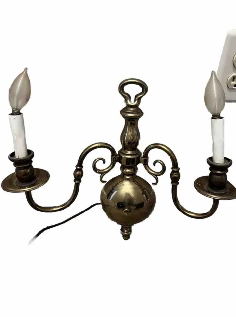 Vintage Brass Set Of 2 Double Arm Candleabra wall sconces tapered Candle