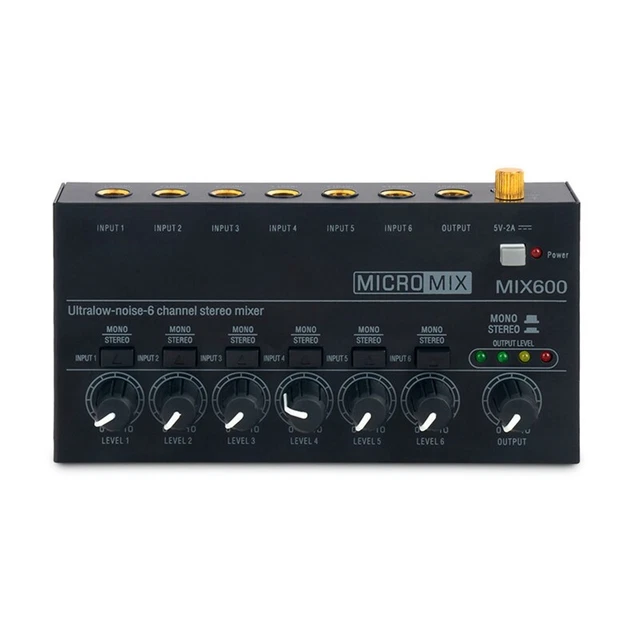 4X(MIX600 Mezclador de Sonido Mezclador de Audio EstéReo Ruido Ultrabajo Mezcl6)