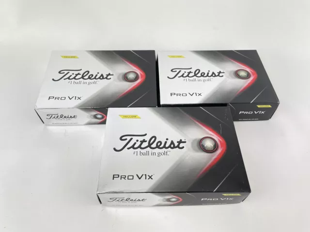 Titleist Pro V1X gelbe Golfbälle 3 Dutzend (36) brandneu im Karton