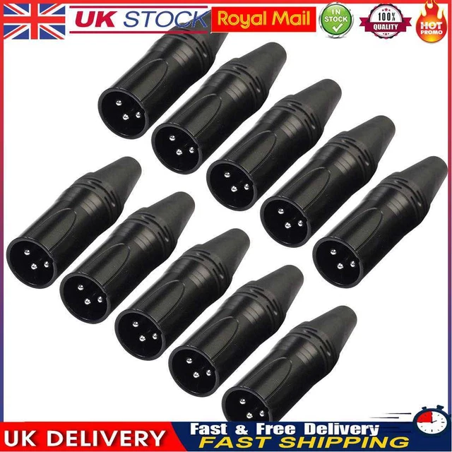 10pcs DIY Microphone XLR 3Pin Male Plug Connector Cable Solder Plug MIC Adapter