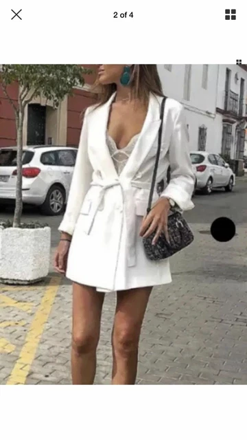 VESTE BLAZER ZARA NEUVE BLANCHE DOUBLE POITRINE ceinture avec