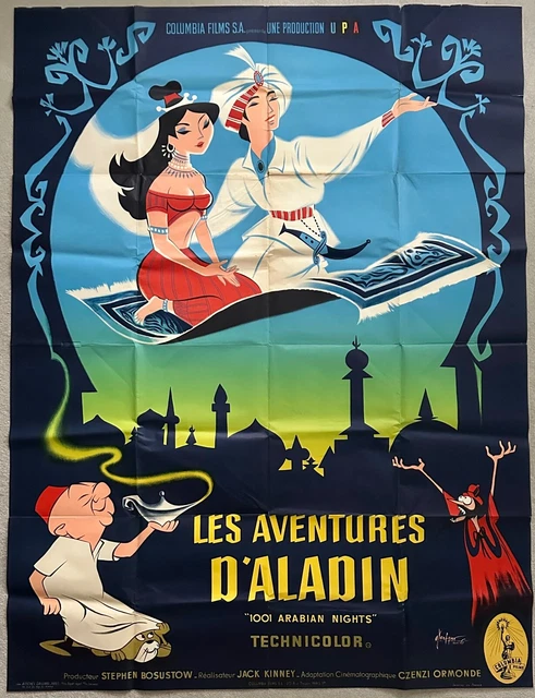 Original 1959 vintage French film poster Adventures of Aladdin 160x120cm large