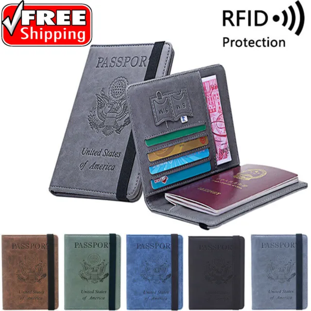 RFID Blocking ID Card Case Cover PU Leather Travel Passport Wallet Holder New