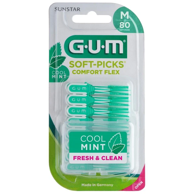 GUM SOFT-PICKS comfort flex medium 80 pezzi stuzzicadenti cool mint intermedio denti