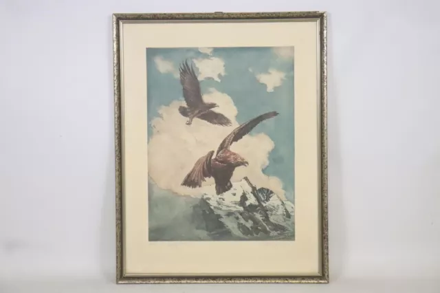 "Adler am Großglockner" Radierung handsigniert Arthur AHRENS (1890-1953)(BM9934)