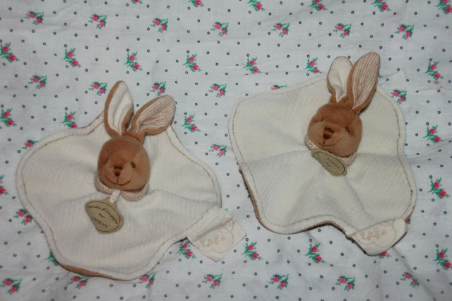 DOUDOU ET COMPAGNIE pour NATALYS LAPIN PLAT BIO BEIGE MARRON LOT DE  2