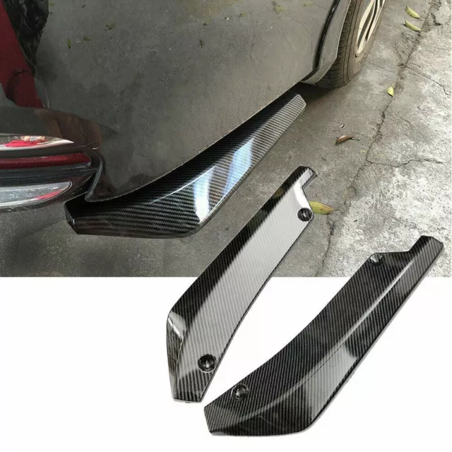 Car Rear Bumper Spoiler Back Lip Wrap Angle Diffuser Splitter Carbon Fiber Look