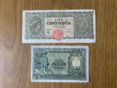 Jupiter Lot 4 Billets de Banque Livres 50+100 Turrita 10 Jupiter 1 Diplômé Subalpina 