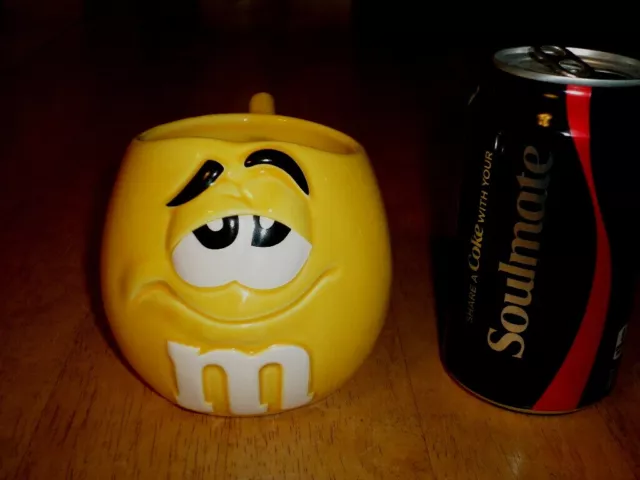 MARS CANDY - YELLOW COLORED M&M, (3-D) LOGO, Ceramic Coffee Cup / Mug, Vintage