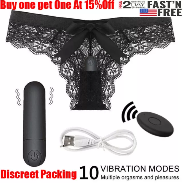 USA Wireless Remote Control Strap Underwear New Women Lace Panties 10 Functions