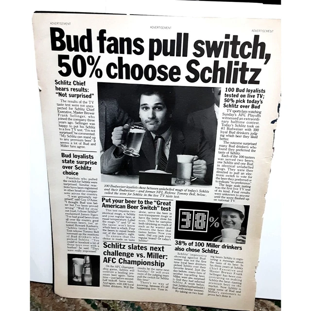 Vintage Schlitz Beer Bud Fans Switch 1981 Original Ad empherma