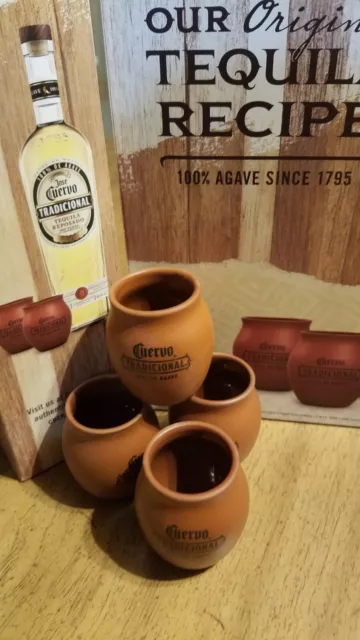 Jose Cuervo Traditional Tequila  Jarrito Clay Shot Glasses.          Set of 4