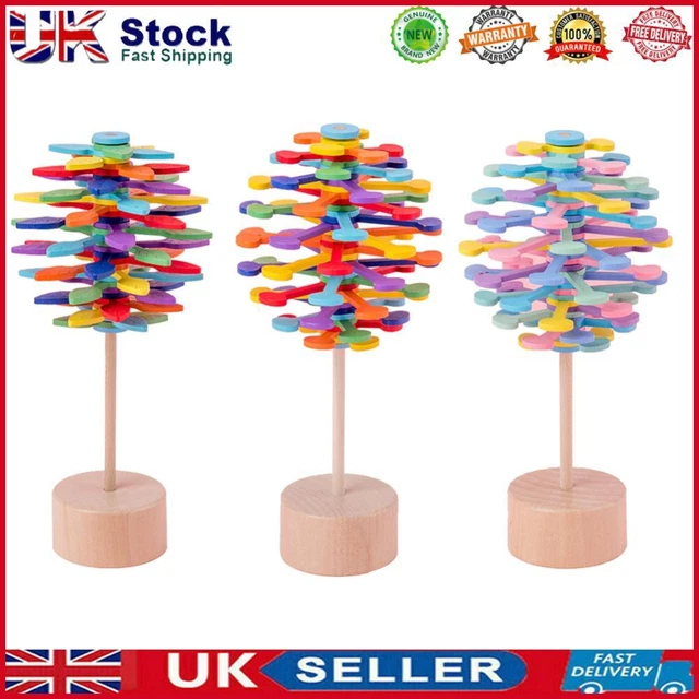 Children Wooden Helicone Wand Rotating Lolly Toy Kids Stress Relief Inserted Toy