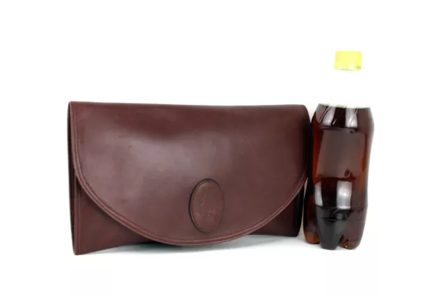 Cartier Must Line Logos Bordeaux Leather Clutch Bag Purse Accessories Bag Good