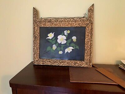Victorian magazine rack wall pocket Floral Painted .