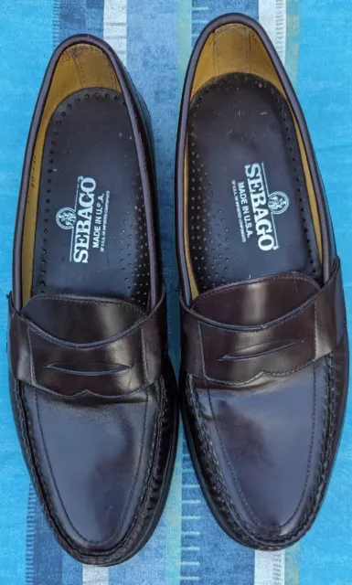 SEBAGO PENNY LOAFERS Handsewn USA Size 11.5B Brown Leather $28.95 ...