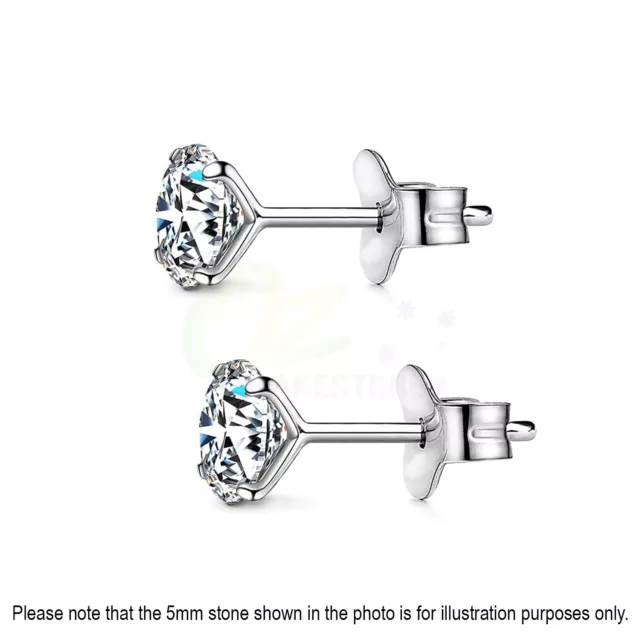 1 Pair Sterling Silver Cubic Zirconia Stud Earrings Diamond Piercing Jewellery