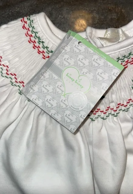 NWT - Kissy Kissy Baby Girls White Embroidered Christmas Footie One-Piece 0-3M