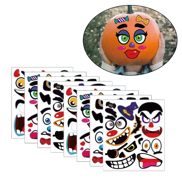 8pcs Halloween Stickers for Gift Pumpkin Kids Adults Teens Party Supplies