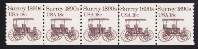 1907 Transportation Issue – 18c PNC strip of 5 Plate # 5 Unused NH F-VF