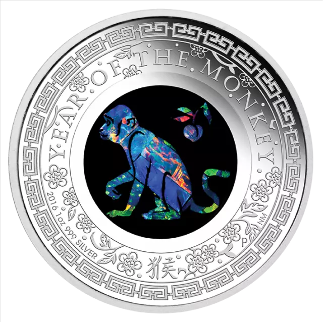 2016 Australian Opal Lunar Series - Year of the Monkey 1oz Silver Proof Coin