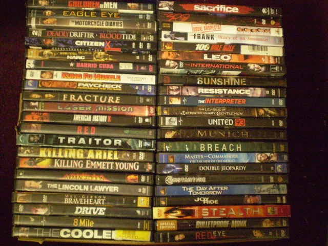 Action Dvd Collection (90) ACTION DVD Set: Mel Gibson Connery Pitt Wahlberg Willis Denzel