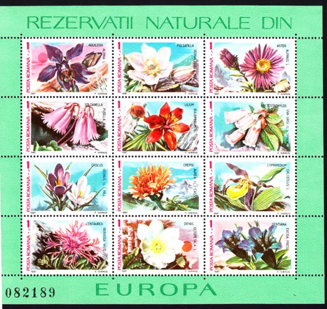 Romania 1987 Mint MNH Flora of European National Parks Souvenir Sheet
