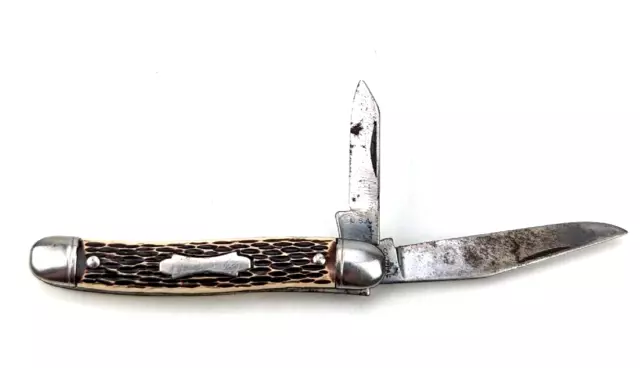 Vintage Colonial Prov USA 2 Blade Implement Folding Pocket Knife #C3
