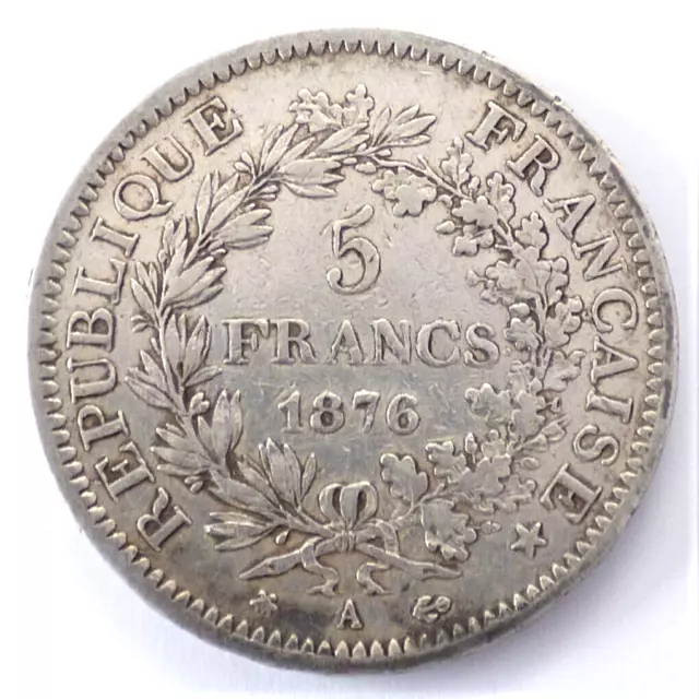 5 Francs, Herkulesgruppe, Silber, 1876 A, Frankreich (07_08)