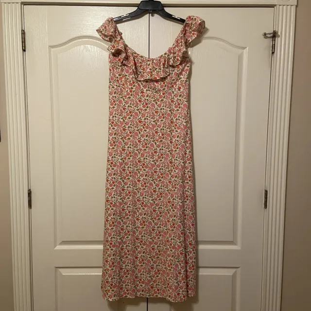 NWT Size Large One Pretty Time Floral Off The Shoulder Maxi Dress - 48” Length