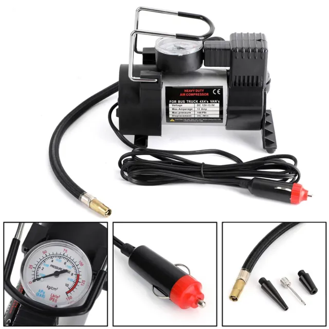 12V Heavy Duty Portable Air Compressor Car Tire Inflator Electric Pump Auto 3