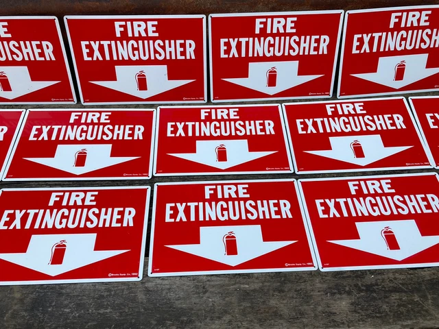 Lot Of 14 Vintage Fire Extinguisher Signs 1992 Industrial Metal Signs 8x12 Inch