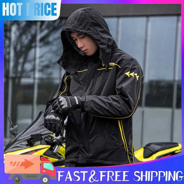 SULAITE Motorcycle Hooded Raincoat Pants Waterproof Reflective Rain Cover (L)