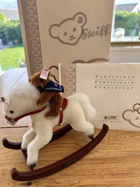 Steiff Teddy Bear On A Rocking Horse Ltd Edition 725/1500 Box Certificate 037337