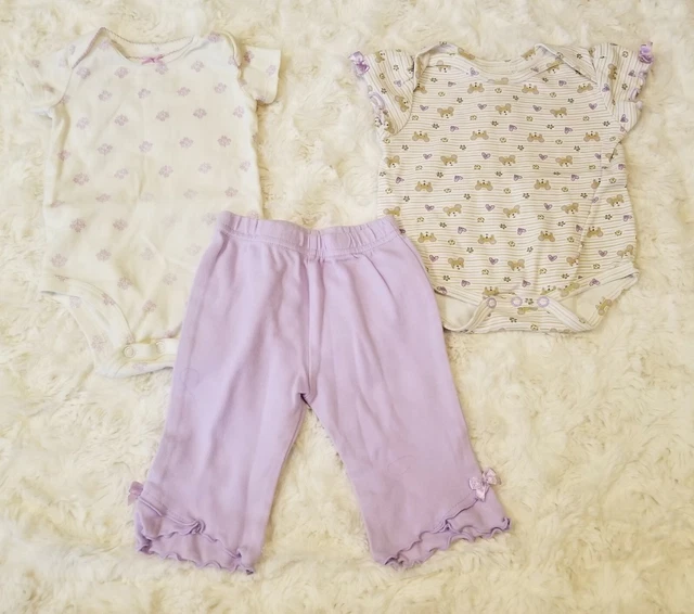 Baby girl Carters 3 piece set size 3Months*PANTS* 2 SHIRTS -PURPLE