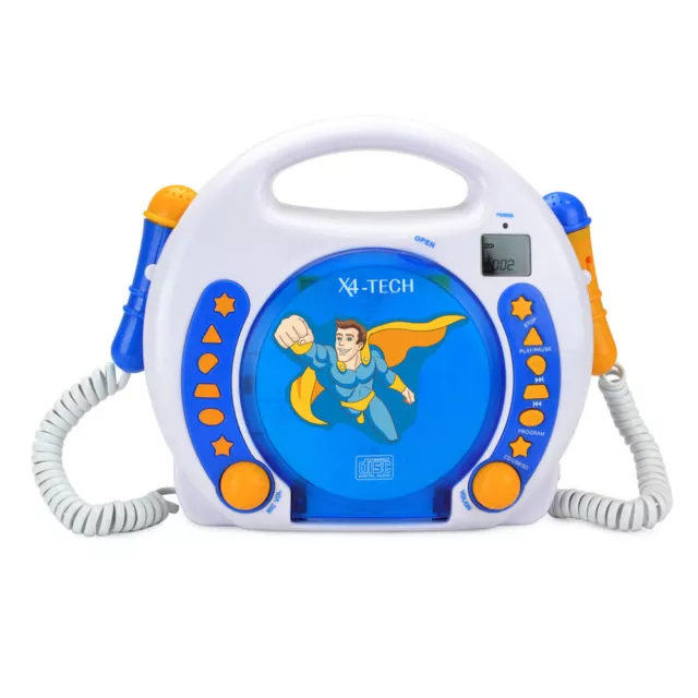 X4-TECH Bobby Joey MP3 Kinder CD-Player zum Mitsingen / CD USB SD-Karte / Blau