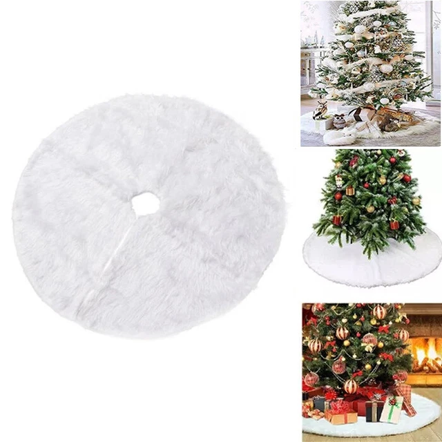 Gonna Per Albero Di Natale 120 Cm - Copribase In Peluche Con Fiocchi Di Neve Argento, Per Decorazioni Natalizie - Foto 14