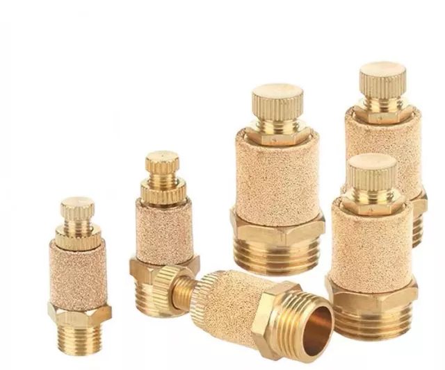 5pcs Brass Flow Control Silencer NPT 1/8'' Pneumatic Exhaust Muffler Fitting