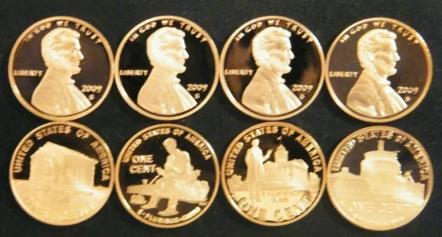 2009 S Lincoln Penny Set Gem Proof 4 coin Set from the Mint No box, COA or case