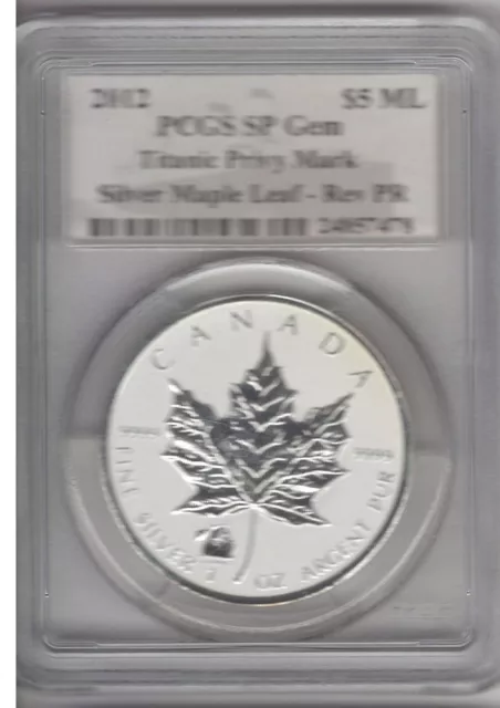 2012 Canada Silver Maple Leaf w/Titanic Privy Mark Reverse Proof PCGS SP GEM