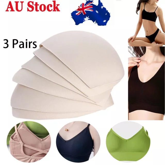 3 Pairs Removable Bra Bikini Breast Push Up Foam Pads Insert Enhancer Sponge AU