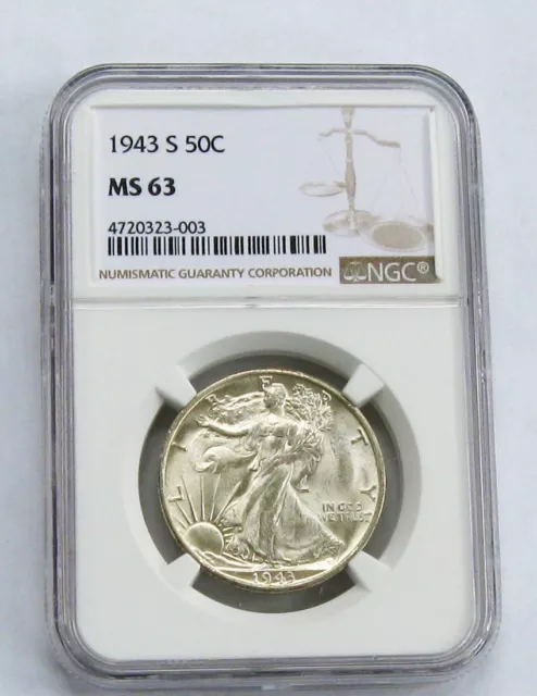 1943-S Walking Liberty Half Dollar, NGC MS-63