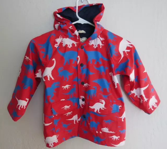Hatley Kids Size 4 Red Unisex Dinosaur Theme Raincoat Warm Soft Lined NICE!
