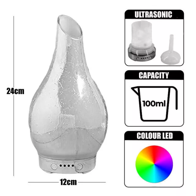 Ultrasonic Essential Oil Diffuser Colour Changing LED Scented Aromatherapy  Oils
