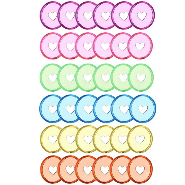 60 Pcs 24mm Plastic Discs, Discbound Expansion Discs, Heart Bindeh