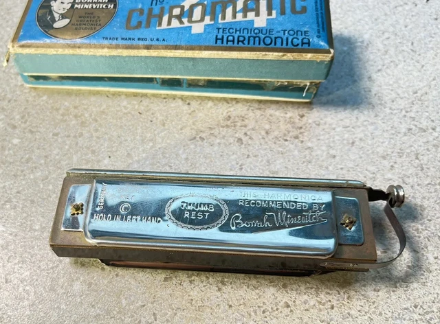 E1379~ Vintage Borah Winevitch Chromatic Harmonica Stage Key C w/ Original Box