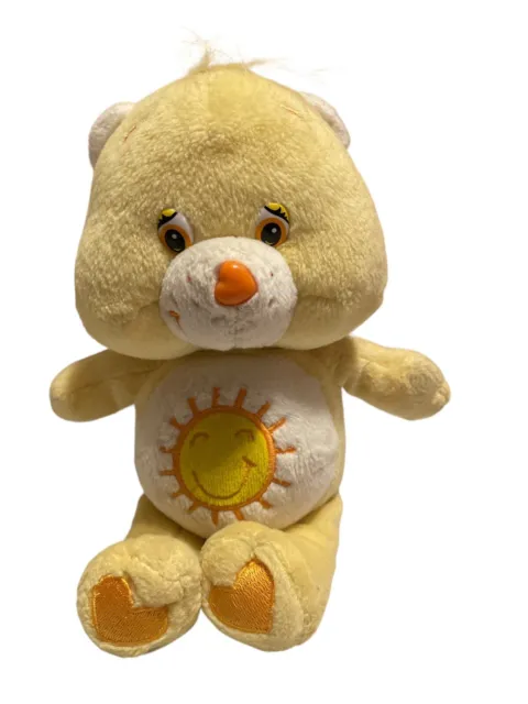 CARE BEAR Plush 8" Funshine Bear Yellow Sun 2002 Stuffed Animal Toy 🧸 ☀️