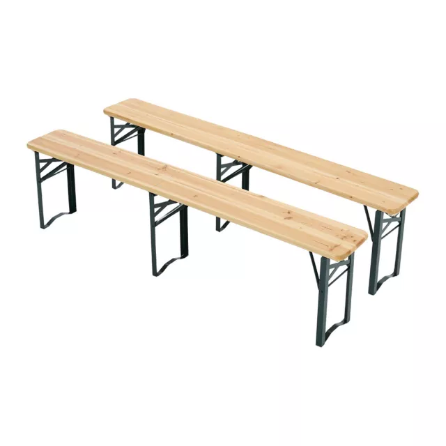 2X 217CM Outdoor Beer Table Benches Portable Folding Trestle Wooden Bench Chair