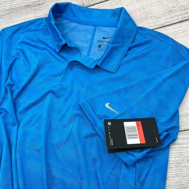 Nike Sport Men’s Dri-Fit Waves Jacquard Blue Camo AA1852-407 Golf Polo Large NWT