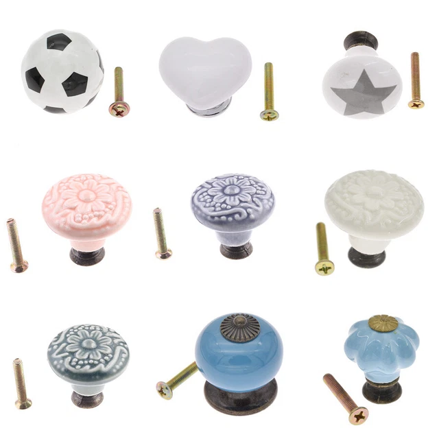 Vintage Ceramic Door Knob Cabinet Drawer Cupboard Kitchen Furniture Pull Handle